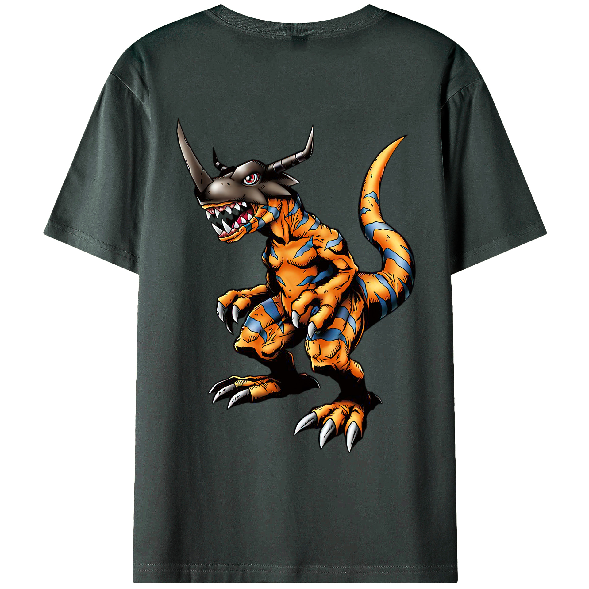 （画像用） Digimon デジタルモンスター/デジモン 綿100％ メンズ半袖Tシャツ（バックプリント） 通気性